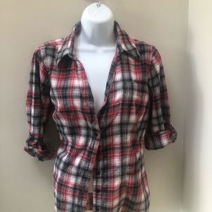 2 Flannel Shirts bundle Women’s 3/4 length size L